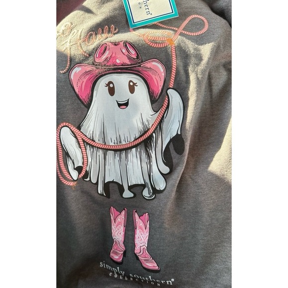 New Girls Simply Southern Boo Haw Ghost Halloween - Cowgirl - youth medium T-Shi - Picture 2 of 9
